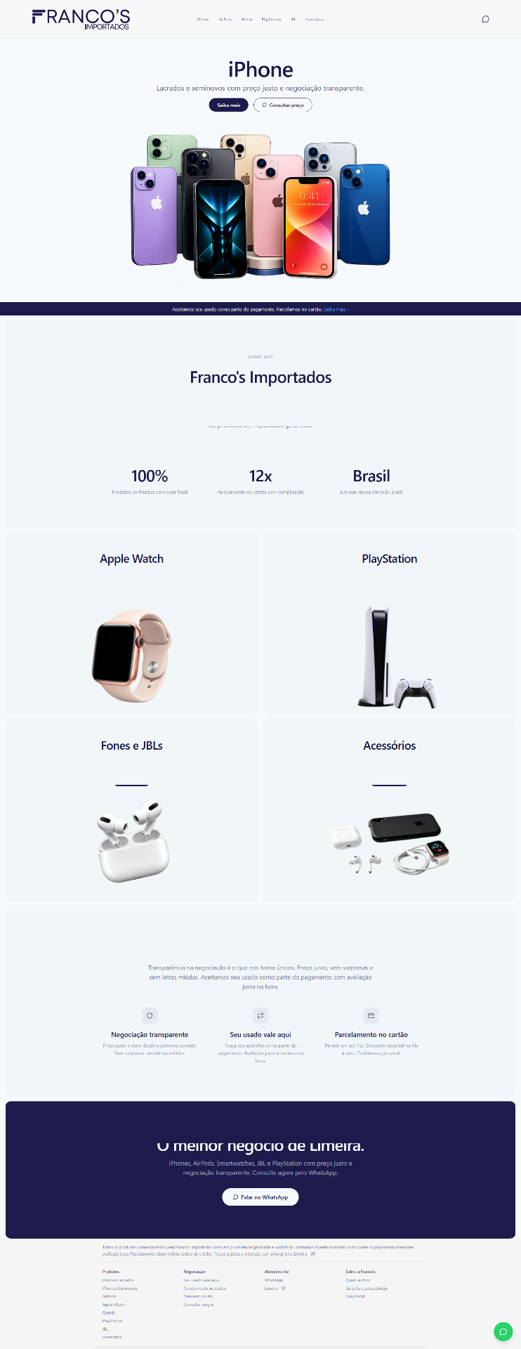 Landing page do projeto Franco's Importados